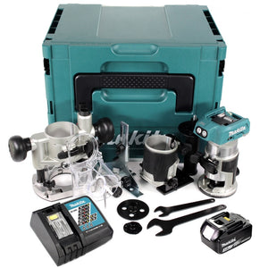 Makita DRT 50 RF1J X2 18 V Li-Ion Akku Brushless Multifunktionsfräse im Makpac inkl. Fräsmodule + 1x 3,0 Akku + Ladegerät