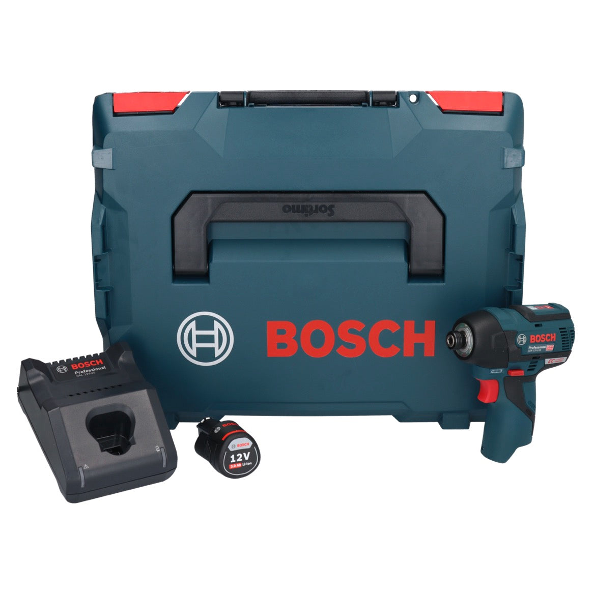 Bosch GDR 12V-110 Professional Akku Drehschlagschrauber 12 V 110 Nm 1/4" Brushless + 1x Akku 3,0 Ah + Ladegerät + L-Boxx
