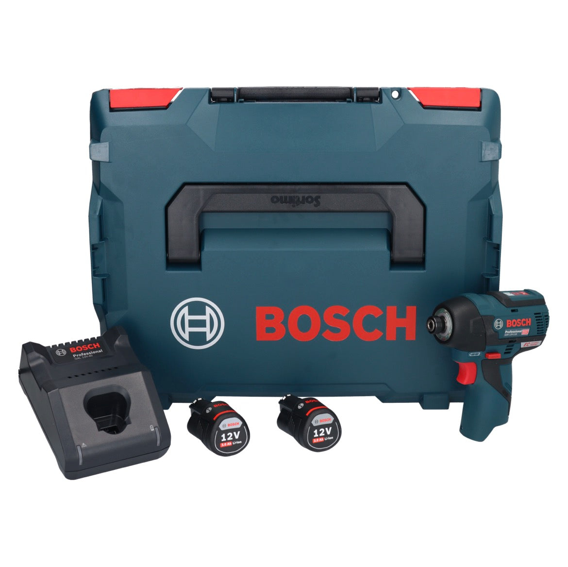 Bosch GDR 12V-110 Professional Akku Drehschlagschrauber 12 V 110 Nm 1/4" Brushless ( 06019E0005 ) + 2x Akku 3,0 Ah + Ladegerät + L-Boxx