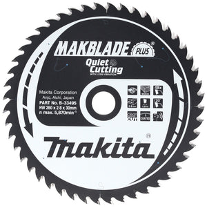 Makita MAKBLADE PLUS Kreissägeblatt für Holz 260 x 30 x 2,8 mm 48 Zähne ( B-33495 )