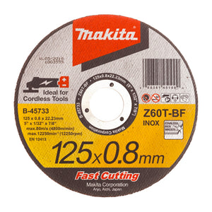 Makita 5x Trennscheibe 125 x 0,8 x 22,23 mm für INOX Edelstahl ( 5x B-45733 )