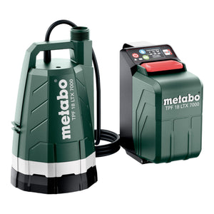 Metabo TPF 18 LTX 7000 Akku Tauchpumpe 18 V 7000 l/h 0,9 bar (601748850) + Zubehör - ohne Akku, ohne Ladegerät