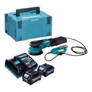 Makita BO 001 CGD201 Akku Exzenterschleifer 40 V max. 125 mm 5,0 mm Hub Brushless + 2x Akku 2,5 Ah + Ladegerät + Makpac