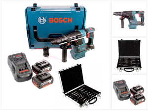 Bosch GBH 18V-26 F Akku Bohrhammer brushless SDS-Plus 18V 2,6J + 2x Akkus 5,0Ah + Ladegerät # 11-tlg. Meißel und Bohrer Set in L-Boxx