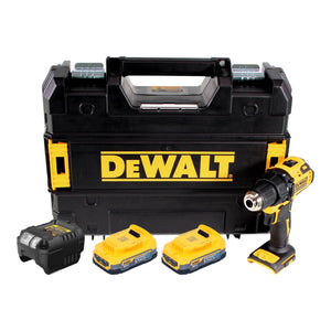 DeWalt DCD 708 E2T Akku Bohrschrauber 18 V 65 Nm Brushless + 2x Powerstack Akku 1,7 Ah + Ladegerät + TSTAK