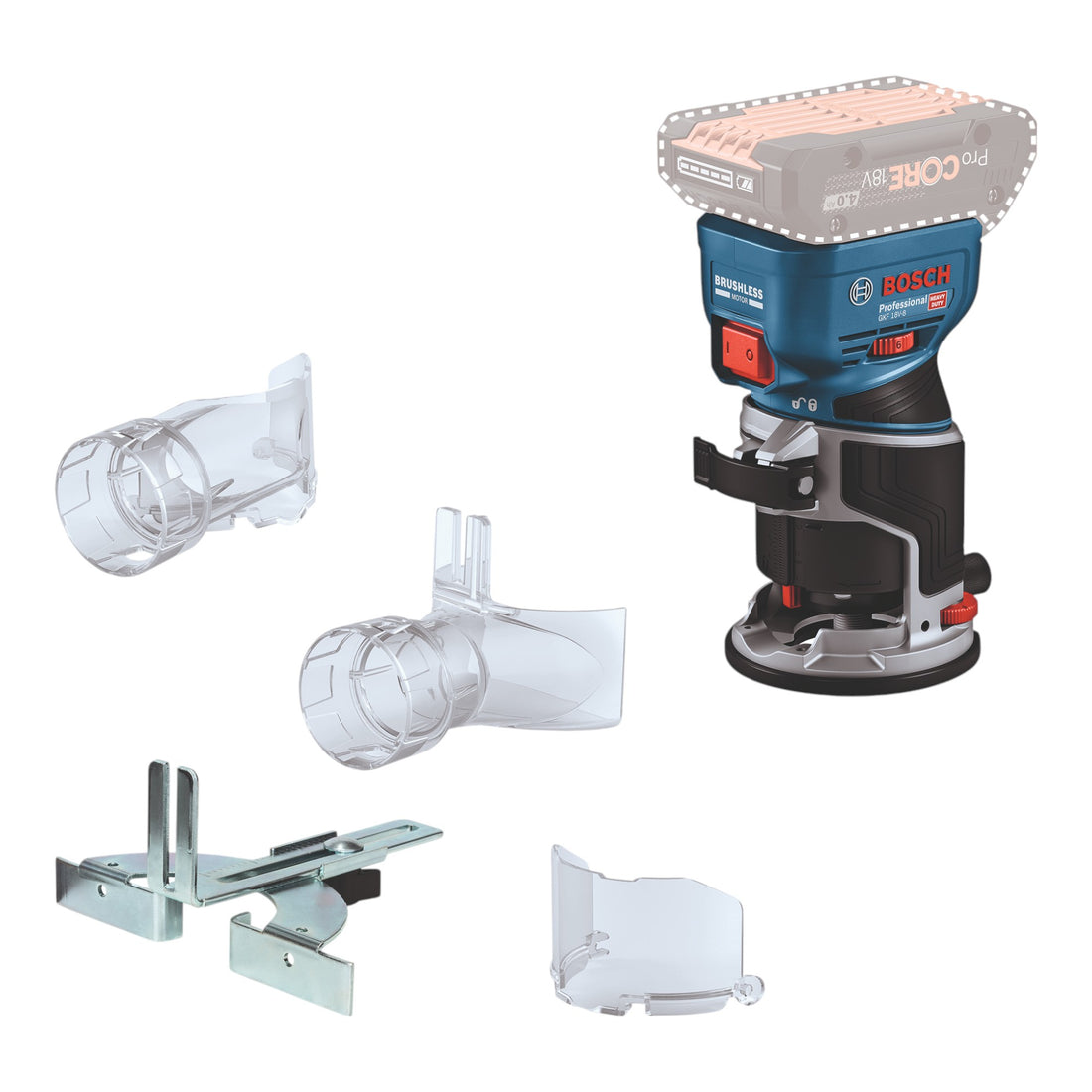 Bosch GKF 18V-8 Professional Akku Kantenfräse 18 V 8,0 mm Brushless + 1x Akku 5,0 Ah - ohne Ladegerät