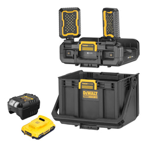 DeWalt DWST08061-1 Werkzeugbox mit integrierten Leuchten 395 x 352 x 255 mm ToughSystem 2.0 + 1x Akku 2,0 Ah + Ladegerät