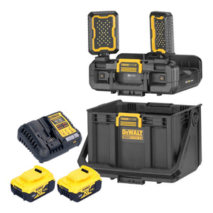 DeWalt DWST08061-1 Werkzeugbox mit integrierten Leuchten 395 x 352 x 255 mm ToughSystem 2.0 + 2x Akku 5,0 Ah + Ladegerät
