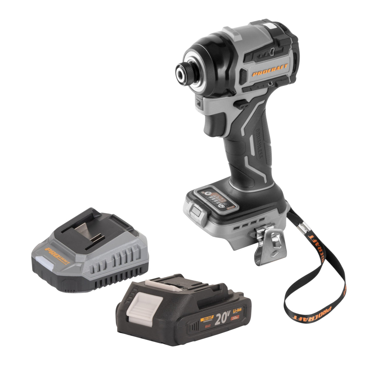 Procraft Industrial ID20Abb Akku Schlagschrauber 20 V 180 Nm 1/4" + 1x Akku 2,0 Ah + Ladegerät