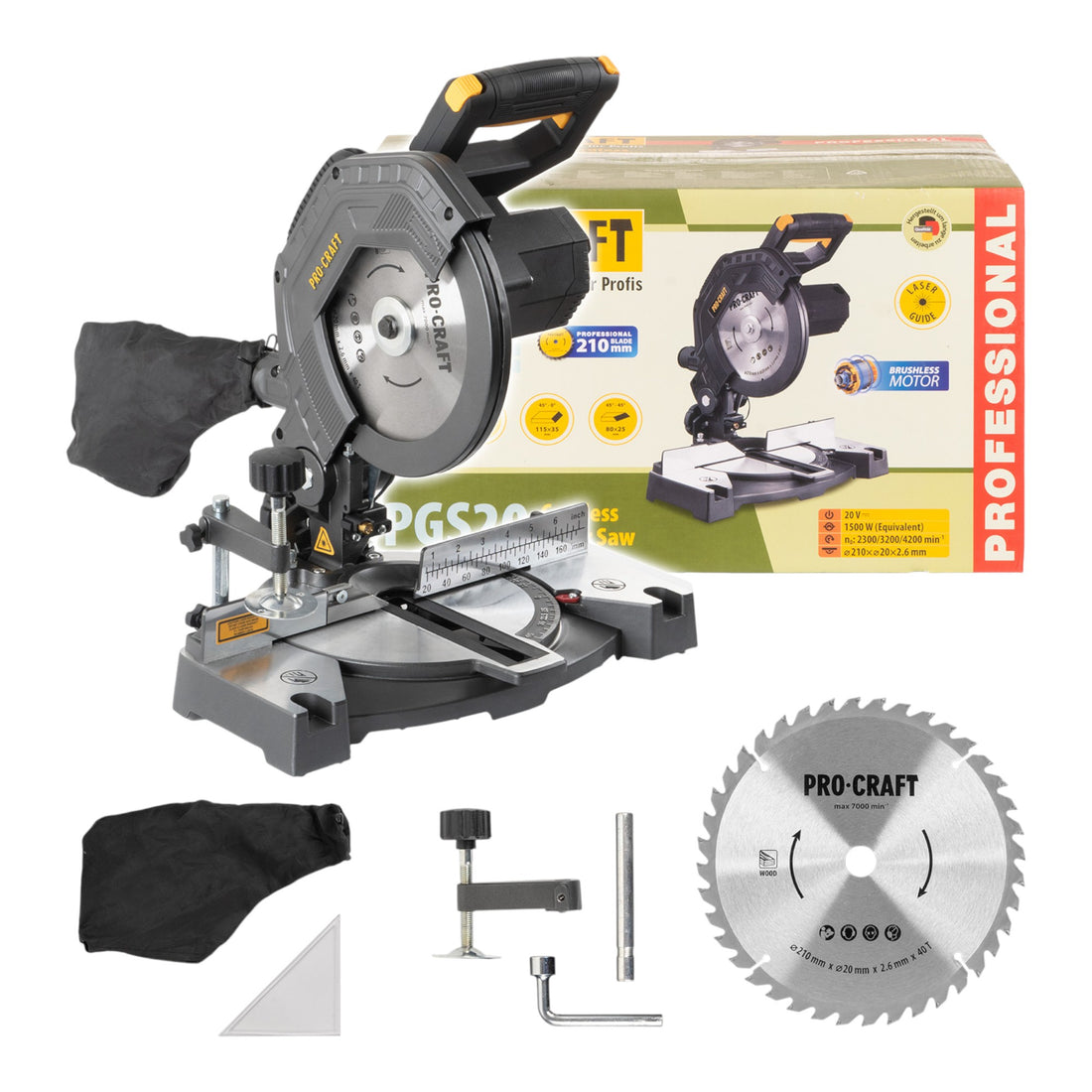 Procraft PGS20bb Akku Kappsäge 20 V 210 mm Brushless Solo - ohne Akku, ohne Ladegerät