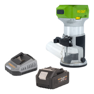 Procraft POB24bb Akku Multifunktionsfräse 20 V 6 / 8 mm Brushless + 1x Akku 4,0 Ah + Ladegerät