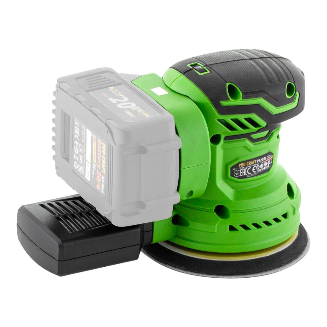 Procraft PX20BLbb Akku Exzenterschleifer 20 V 125 mm Brushless Solo - ohne Akku, ohne Ladegerät