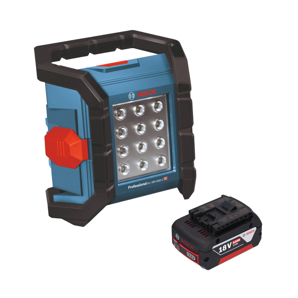 Bosch GLI 18V-1200 C Professional Akku Baustrahler 18 V 1200 lm + 1x Akku 5,0 Ah - ohne Ladegerät