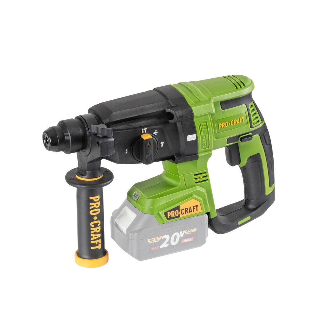 Procraft PHA40bb-c Akku Bohrhammer 20 V 2,6 J SDS plus Brushless + 1x Akku 2,0 Ah + Ladegerät + Koffer