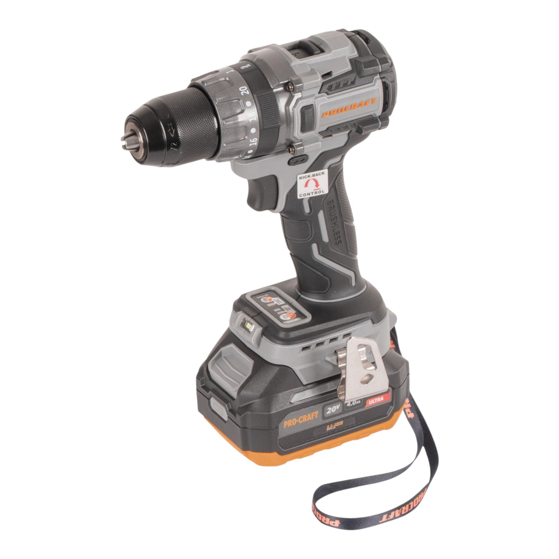 Procraft Industrial CD20A Akku Schlagbohrschrauber 20 V 85 Nm + 1x Akku 4,0 Ah + Ladegerät + 32 tlg. Bit Set + Koffer