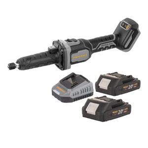 Procraft Industrial DG20A-BB Akku Geradschleifer 20 V 6 mm Brushless + 2x Akku 2,0 Ah + Ladegerät