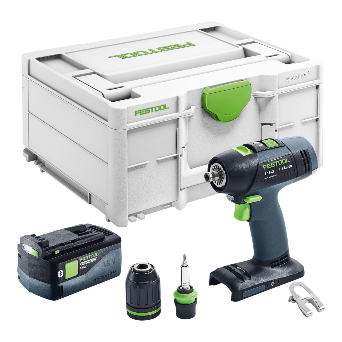 Festool T 18+3-Basic Akku Bohrschrauber 18 V 50 Nm Brushless + 1x Akku 5,0 Ah + Systainer - ohne Ladegerät