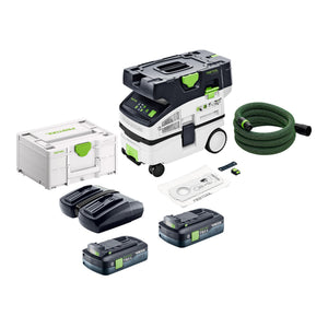 Festool CTLC MINI I-Basic Akku Absaugmobil 36 V ( 2x 18 V ) Staubklasse L + 2x Akku 4,0 Ah + Doppelladegerät + Systainer