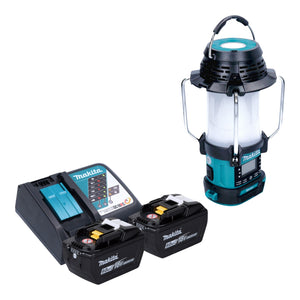 Makita DMR 056 Akku Radio 18 V FM DAB+ mit Laterne 360° Taschenlampe IP65 + 2x Akku 9,0 Ah + Ladegerät