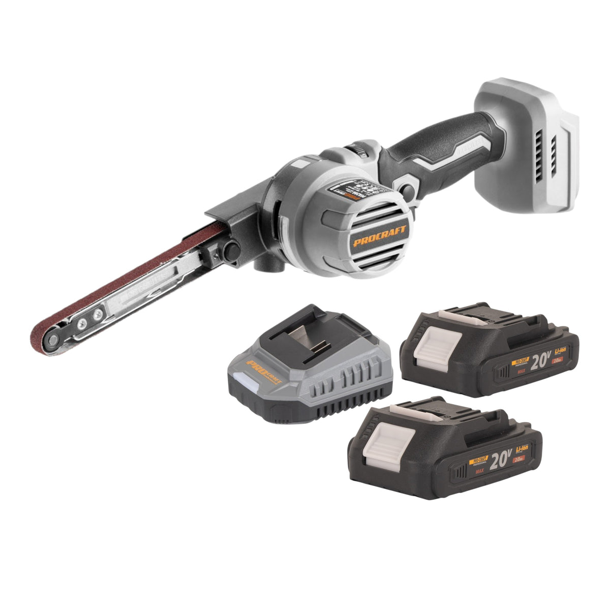 ProCraft Industrial PFA20A-BB Akku Bandfeile 20 V 13 x 457 mm Brushless + 2x Akku 2,0 Ah + Ladegerät