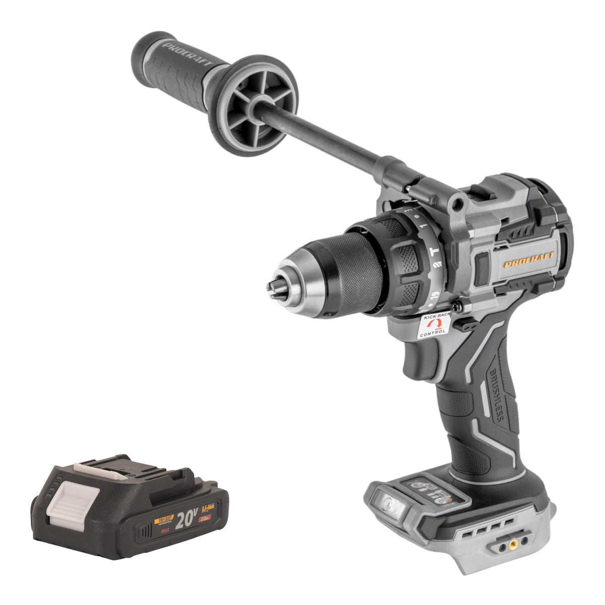 ProCraft Industrial CD20C-BB Akku Schlagbohrschrauber 20 V 120 Nm Brushless + 1x Akku 2,0 Ah - ohne Ladegerät