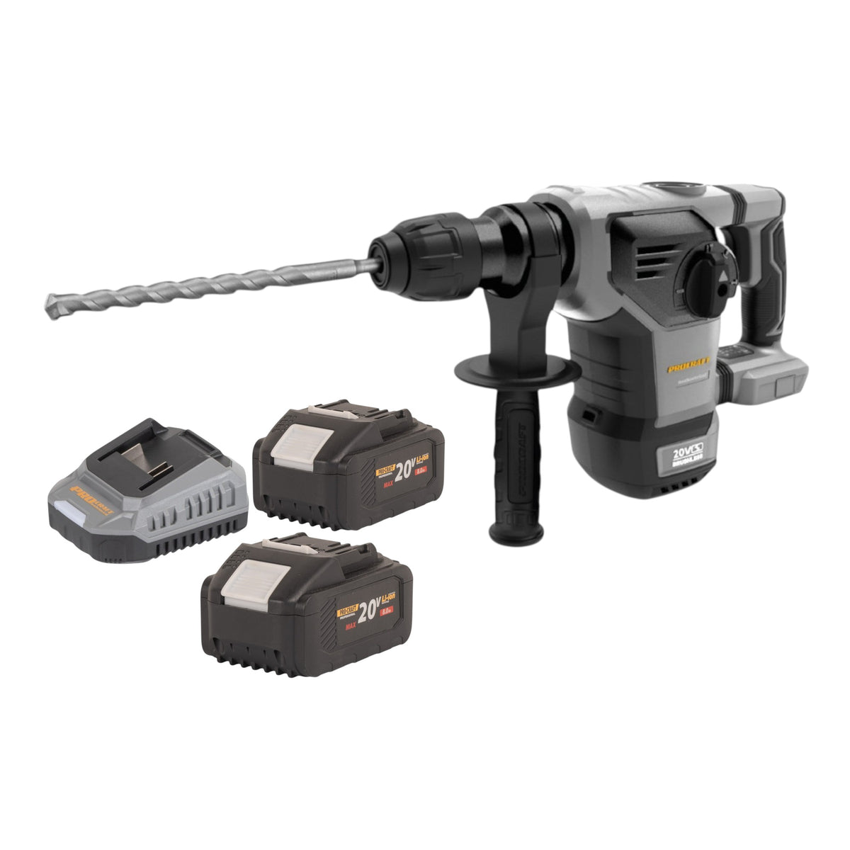 Procraft Industrial HD20B-BB Akku Kombihammer 20 V 5 J SDS plus Brushless + 2x Akku 8,0 Ah + Ladegerät