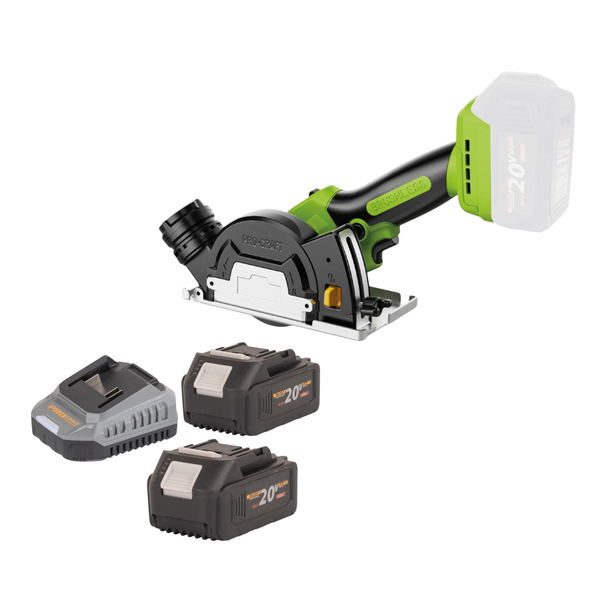 Procraft PCA16-BB Mini Akku Universalsäge 20 V 85 mm Brushless + 2x Akku 4,0 Ah + Ladegerät