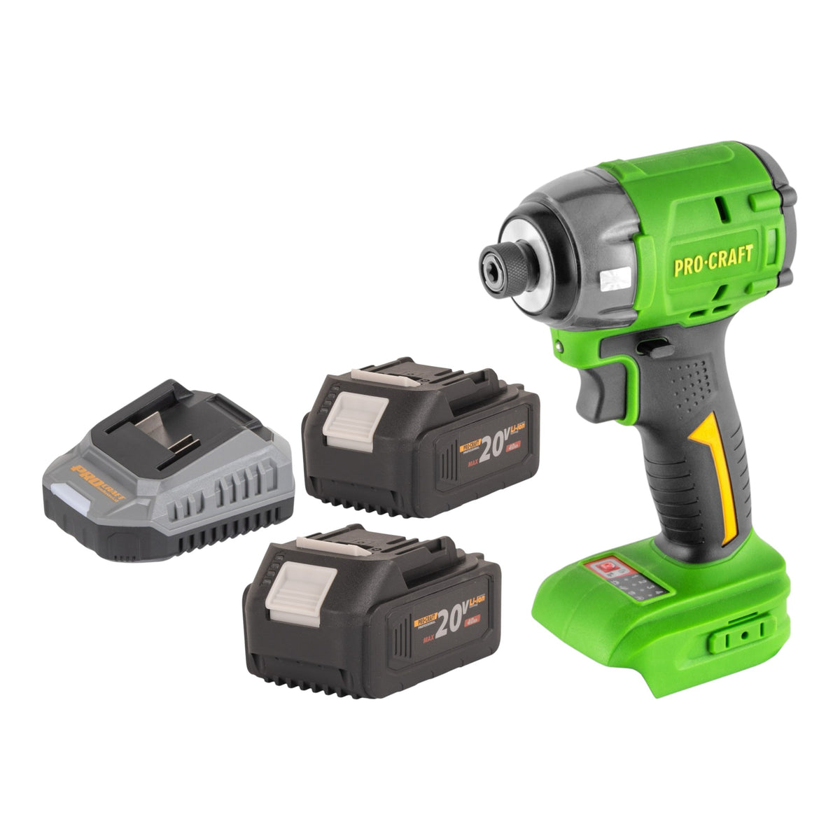 Procraft PS22bb Akku Schlagschrauber 20 V 230 Nm 1/4" Brushless + 2x Akku 4,0 Ah + Ladegerät