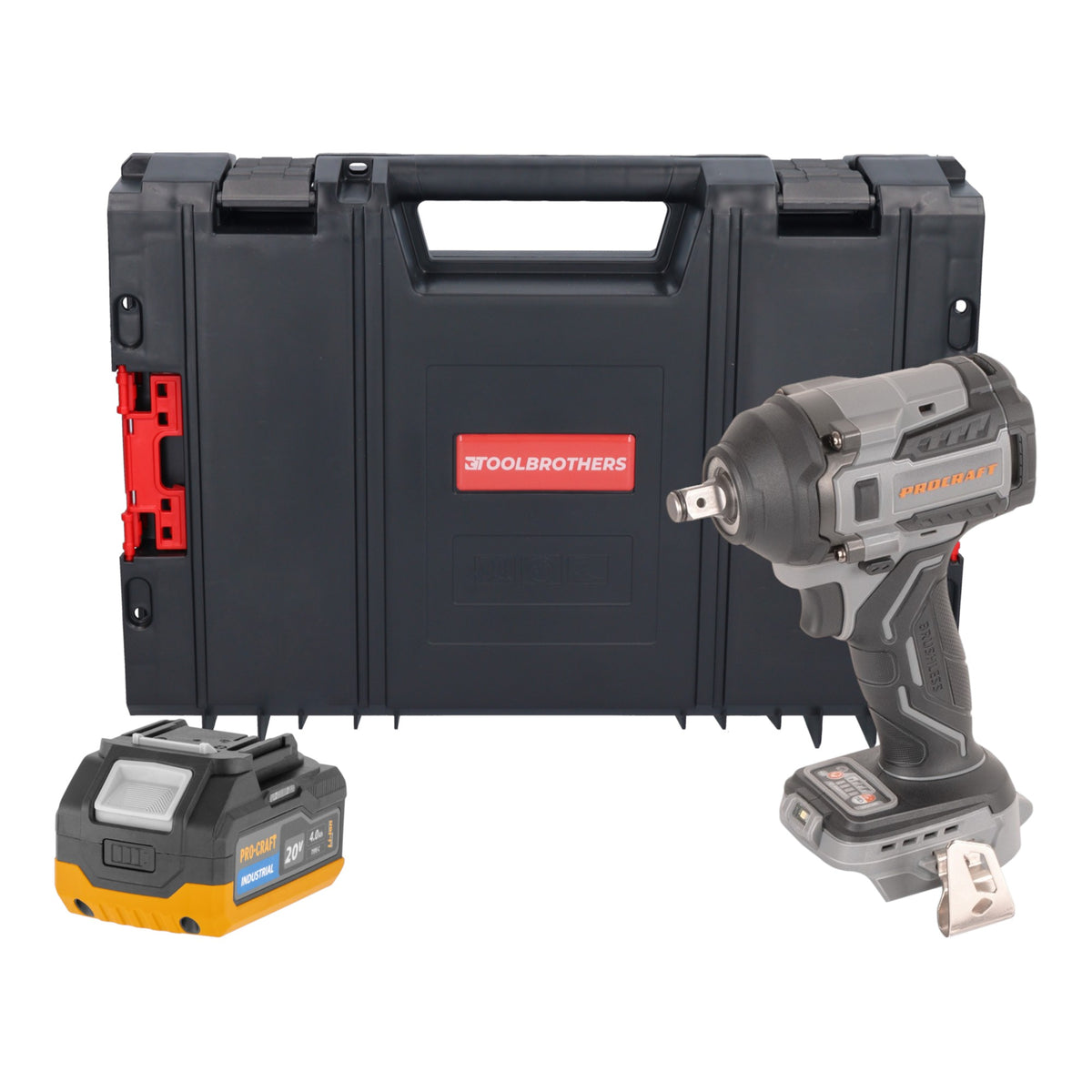 Procraft Industrial IW550Abb Akku Schlagschrauber 20 V 550 Nm 1/2" + 1x Akku 4,0 Ah + RHINO Toolcase - ohne Ladegerät