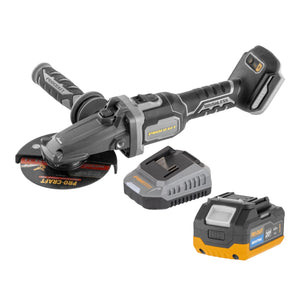 Procraft Industrial AG125Cbb Akku Flachkopf Winkelschleifer 20 V 125 mm Brushless + 1x Akku 4,0 Ah + Ladegerät