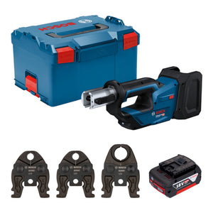 Bosch GPT 18V-19 Professional Akku Presswerkzeug 18 V 21 kN + 1x Akku 5,0 Ah + 3x Pressbacke + L-Boxx - ohne Ladegerät