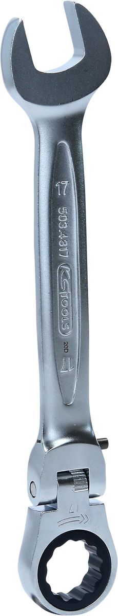 KS TOOLS GEARplus Gelenk-Ratschenringmaulschlüssel feststellbar, 17mm ( 503.4817 )