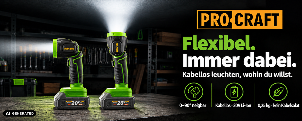 Procraft LL18bb Akku LED Strahler 20 V 300 lm Solo - ohne Akku, ohne Ladegerät