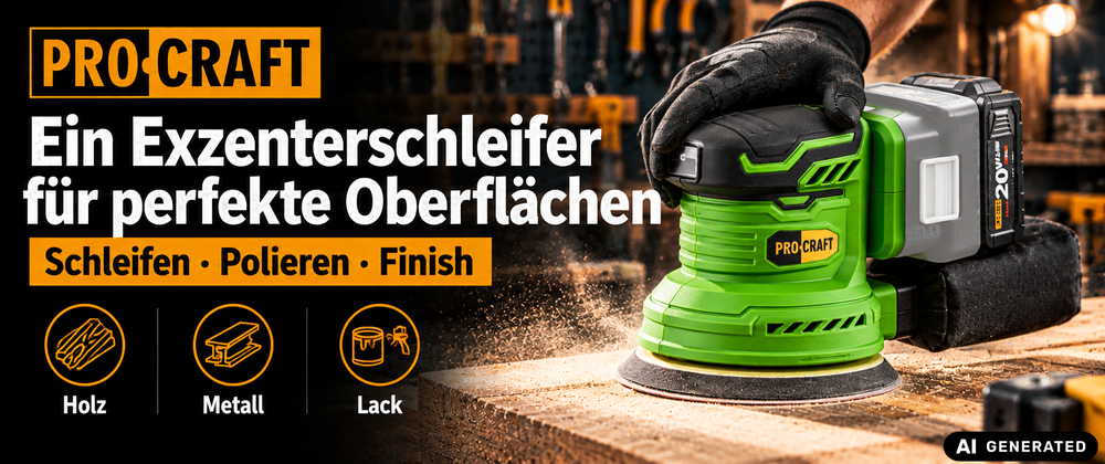 Procraft PX20BLbb Akku Exzenterschleifer 20 V 125 mm Brushless Solo - ohne Akku, ohne Ladegerät