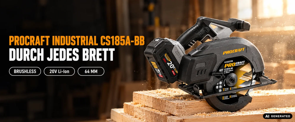 Procraft Industrial CS185A-BB Akku Handkreissäge 20 V 185 mm Brushless Solo - ohne Akku, ohne Ladegerät