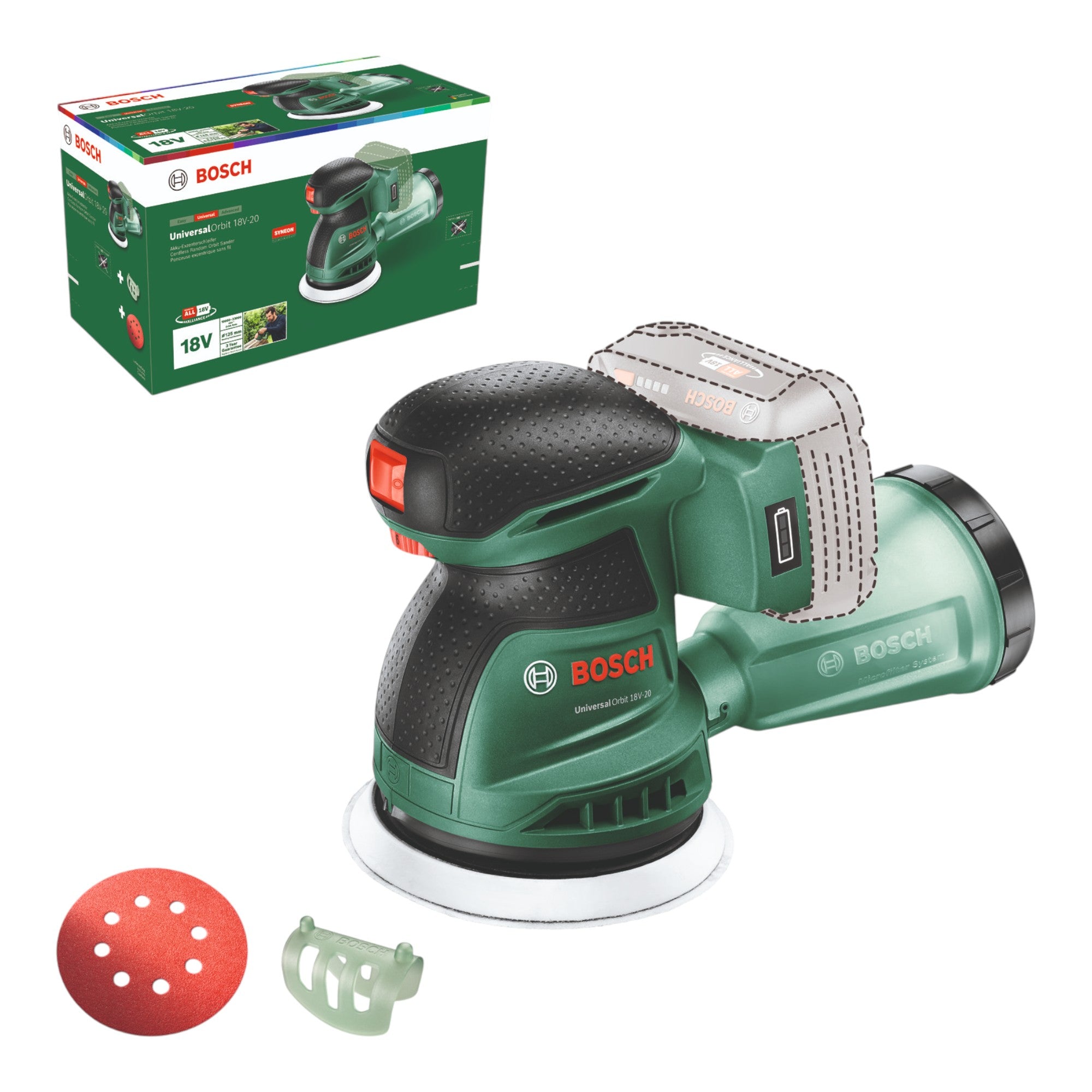Bosch UniversalOrbit 18V-20 Akku Exzenterschleifer 18 V 125 mm ( 06033E4100 ) Solo - ohne Akku, ohne Ladegerät