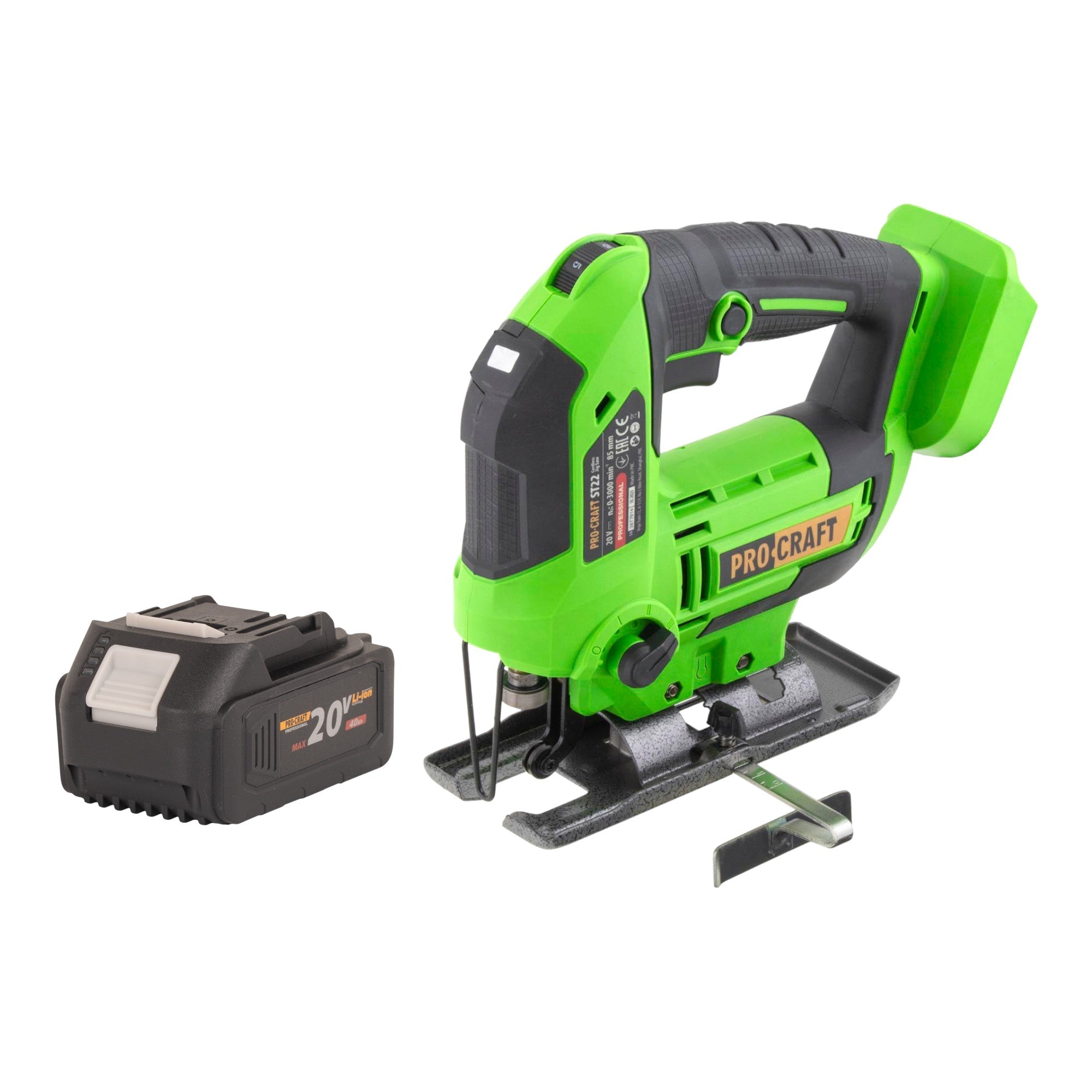 Procraft ST22 Akku Stichsäge 20 V 80 mm Brushless + 1x Akku 4,0 Ah - ohne Ladegerät
