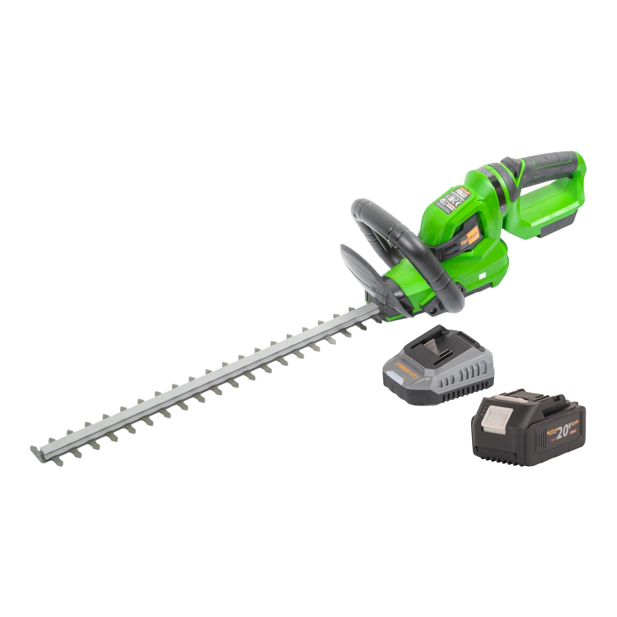 Procraft PZA22 Akku Heckenschere 20 V 510 mm + 1x Akku 4,0 Ah + Ladegerät