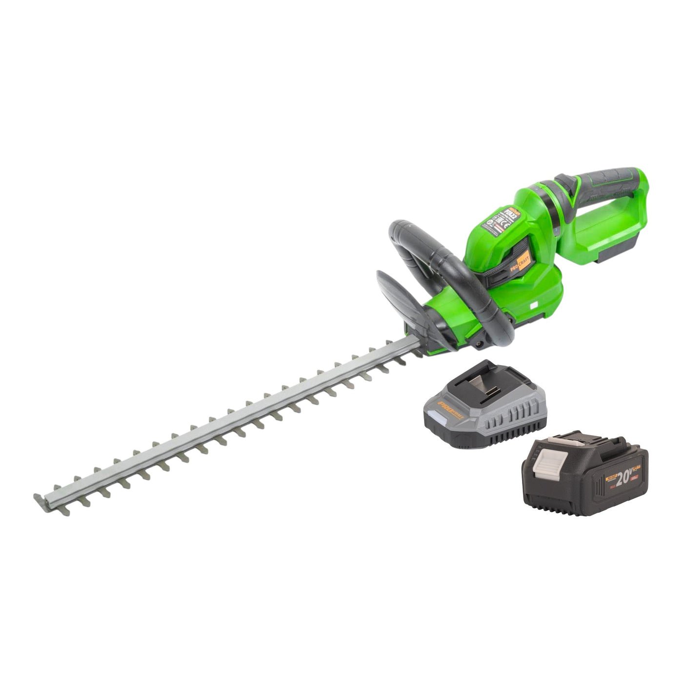 Procraft PZA22 Akku Heckenschere 20 V 510 mm + 1x Akku 4,0 Ah + Ladegerät