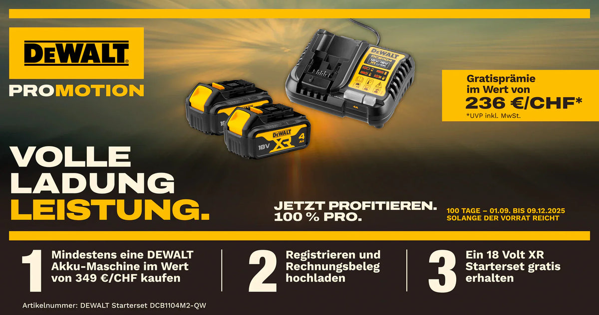 DEWALT Leistung 2025 – Sichere dir dein 18 V XR Starter-Set gratis