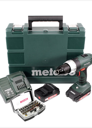 Metabo SB 18 Li 18 V Akku Schlagbohrschrauber + 2x 2,0 Ah Akku + Ladegerät + 32 tlg. Bitset - Toolbrothers