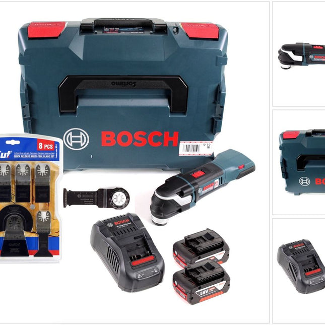 Bosch GOP 18V-28 Akku-Multi-Cutter + 2x Akku 4,0Ah + Ladegerät + WellCut MT-8 8tlg. Sägeblätterset + L-Boxx - Toolbrothers