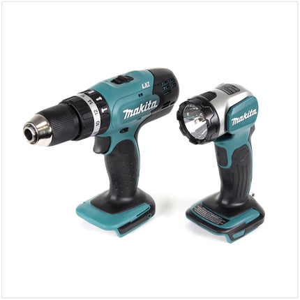 Makita DHP 453 Akku Schlagbohrschrauber 18 V 42Nm im Makpac + DML 802 Akku Lampe + 60 tlg. Bit/Bohrer Set - Toolbrothers