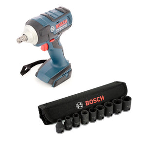 Bosch GDS 18 V-EC 250 Professional brushless Akku Dreh Schlagschrauber mit Einlage L-Boxx ready + 1/2" Steckschlüssel Einsätze Außen Sechskant Nüsse Set 9 tlg.