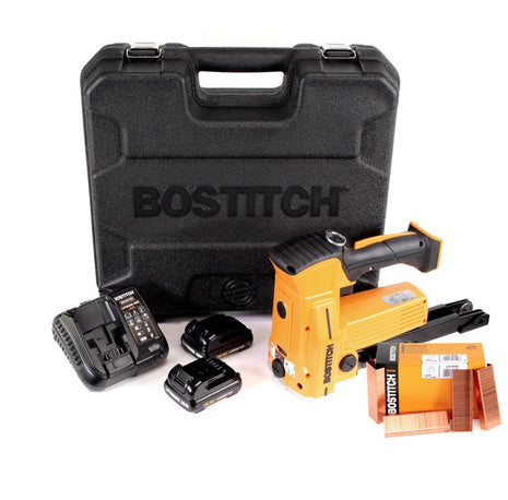 Bostitch DSA-3522-E 10,8 V Akku Kartonverschlusshefter Karton Tacker im Koffer + 2x 1,5 Ah Akku + Ladegerät + 2000 Stk. Kartonklammern 18 mm - Toolbrothers