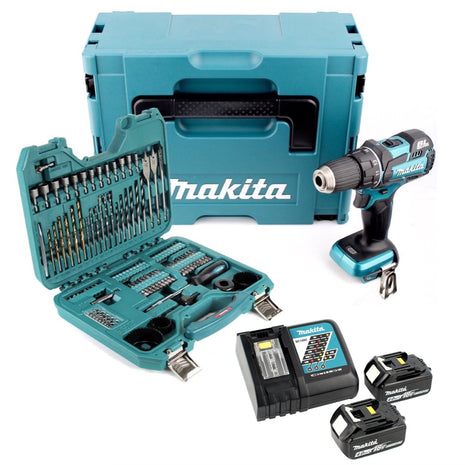 Makita DDF 480 RMJ Akku Bohrschrauber 18 V Brushless + 2x 4,0 Ah Akku + Ladegerät + 100 tlg. Bit & Bohrer Set + Makpac - Toolbrothers