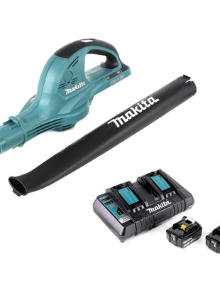 Makita DUB 361 PT 2x 18 V / 36 V Akku Laubbläser Gebläse + 2x Makita BL 1850 5 Ah / 5000 mAh Akku + Makita DC 18 RD 2-fach Ladegerät - Toolbrothers