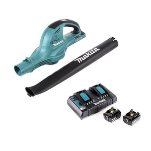 Makita DUB 361 PT 2x 18 V / 36 V Akku Laubbläser Gebläse + 2x Makita BL 1850 5 Ah / 5000 mAh Akku + Makita DC 18 RD 2-fach Ladegerät