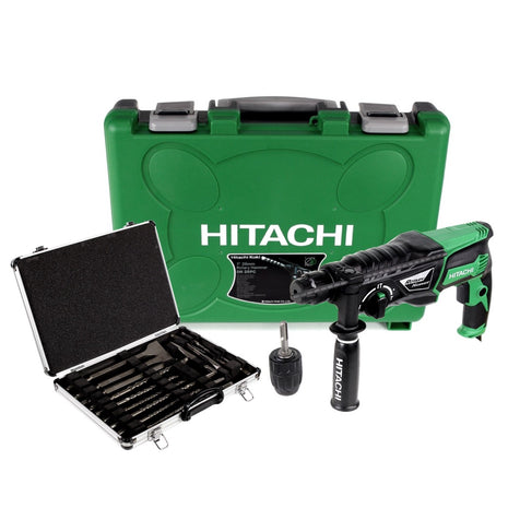 Hitachi DH 26 PC SDS Plus Bohrhammer Meißelhammer 830 W im Koffer + Makita D-42444 SDS-Plus Bohrer-Meißel-Set 17 tlg. im Alu Koffer - Toolbrothers