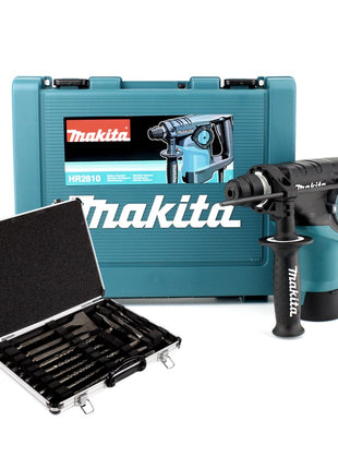 Makita HR 2810 - 800 W Kombi - Schlag Bohrhammer mit SDS - Plus im Transportkoffer +Makita D-42444 SDS-Plus Bohrer-Meißel-Set 17 tlg. im Alu Koffer - Toolbrothers